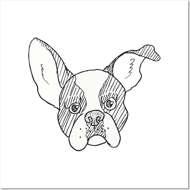 Grumpy B&W Boston Terrier Wall Art by CloudWalkerDesigns